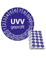 Prüfplakette UVV geprüft 2023, Ø 20mm, 18/Bogen, in Jahresfarbe