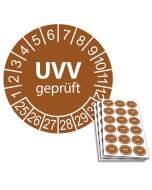Prüfplakette UVV geprüft 2025, Ø 20mm, 18/Bogen, in Jahresfarbe