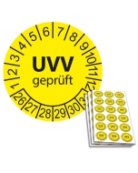Prüfplakette UVV geprüft 2026, Ø 20mm, 18/Bogen, in Jahresfarbe
