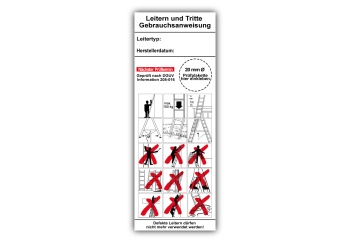 Grundplakette mit Leiter-Gebrauchsanweisung gemäß DGUV Information 208-016