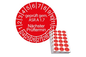 Prüfplakette geprüft gem. ASR A 1.7 - Nächster Prüftermin - 2024, Ø 20mm, 18/Bogen, in Jahresfarbe