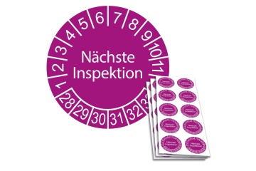 Prüfplakette Nächste Inspektion 2028, Ø 30mm, 10/Bogen, in Jahresfarbe