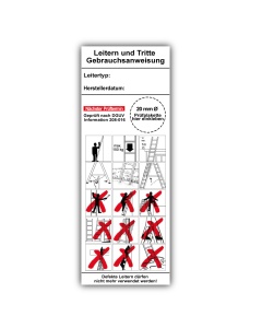 Grundplakette mit Leiter-Gebrauchsanweisung gemäß DGUV Information 208-016