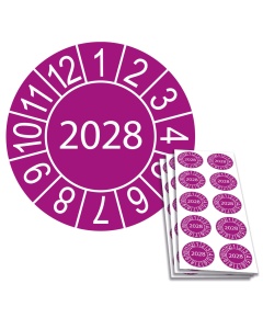 Jahresplakette 2028, Ø 30mm, 10/Bogen, in Jahresfarbe