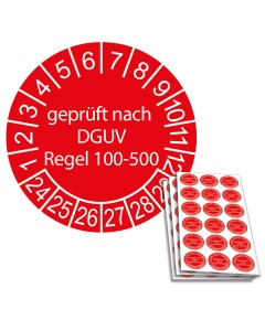 Prüfplakette geprüft nach DGUV Regel 100-500 - 2024, Ø 20mm, 18/Bogen, in Jahresfarbe