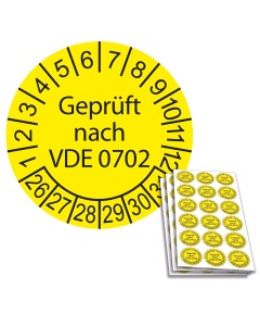 Prüfplakette Geprüft nach VDE 0702 - 2026, Ø 20mm, 18/Bogen, in Jahresfarbe