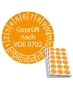 Prüfplakette Geprüft nach VDE 0702 - 2027, Ø 20mm, 18/Bogen, in Jahresfarbe