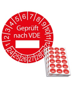 Prüfplakette Geprüft nach VDE - 2024, Ø 20mm, 18/Bogen, in Jahresfarbe