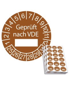 Prüfplakette Geprüft nach VDE - 2025, Ø 20mm, 18/Bogen, in Jahresfarbe