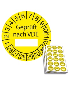Prüfplakette Geprüft nach VDE - 2026, Ø 20mm, 18/Bogen, in Jahresfarbe