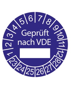 Prüfplakette Geprüft nach VDE - 2023, Ø 30mm, 10/Bogen, in Jahresfarbe