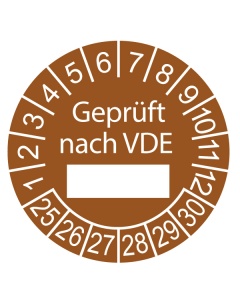 Prüfplakette Geprüft nach VDE - 2025, Ø 30mm, 10/Bogen, in Jahresfarbe