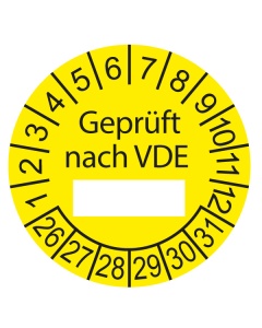 Prüfplakette Geprüft nach VDE - 2026, Ø 30mm, 10/Bogen, in Jahresfarbe
