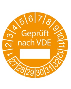 Prüfplakette Geprüft nach VDE - 2027, Ø 30mm, 10/Bogen, in Jahresfarbe