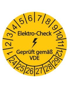 Prüfplakette Elektro-Check - Geprüft gemäß VDE - 2024, Ø 30mm, 10/Bogen