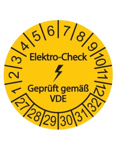 Prüfplakette Elektro-Check - Geprüft gemäß VDE - 2027, Ø 30mm, 10/Bogen