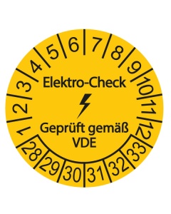 Prüfplakette Elektro-Check - Geprüft gemäß VDE - 2028, Ø 30mm, 10/Bogen