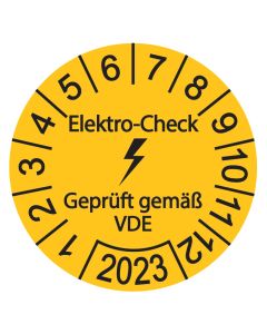 Jahresprüfplakette Elektro-Check geprüft gemäß VDE, Bogen = 10 Plaketten