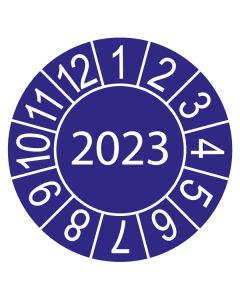 Jahresprüfplakette, 30mm, 10/Bogen, ablösbar, in Jahresfarbe