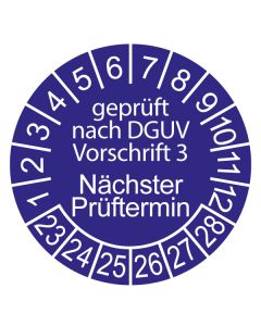 DGUV Prüfplaketten, Bogen = 10 Plaketten