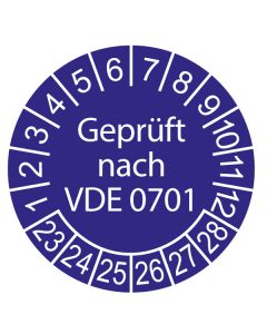 Prüfplaketten, Geprüft nach VDE 0701, Bogen = 10 Plaketten