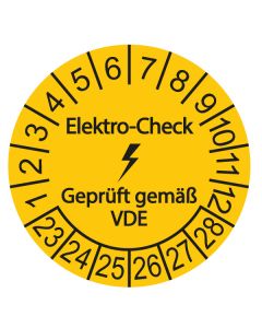 Prüfplaketten, Elektro-Check geprüft gemäß VDE, Bogen = 10 Plaketten
