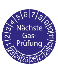 Gasprüfung Prüfplaketten, Bogen = 10 Plaketten
