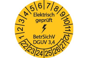 Prüfplaketten, Elektr. geprüft - BetrSichV - DGUV 3,4, Bogen = 10 Plaketten