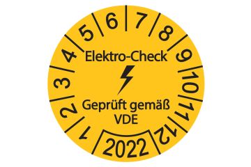 Jahresprüfplakette Elektro-Check geprüft gemäß VDE, Bogen = 10 Plaketten